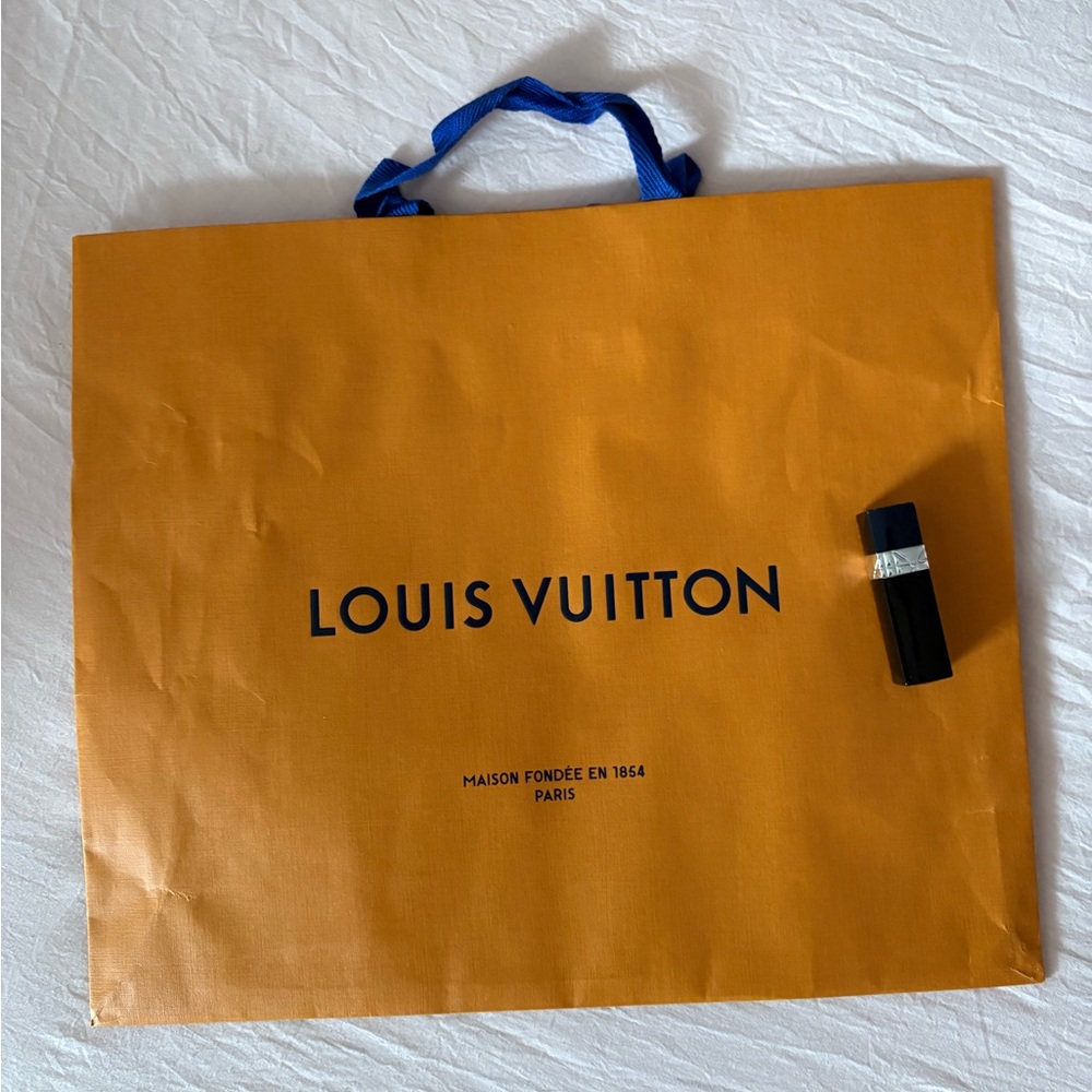 Louis Vuitton Tangerine Tote with Blue Handles